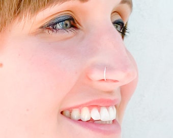 Non Pierced Nose Ring, Faux Nose Hoop Ring, Silver Nose Ring Hoop, Silver Non Pierced Jewelry, Fake Nose Piercing, Adjustable Nose Ring