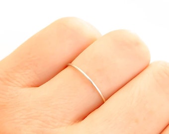 14K White Gold Ring, Solid 14K White Gold Ultra Thin Ring, Dainty 14K White Gold Ring, 14K White Gold Stacking Ring, 20 Gauge Thin Gold Ring