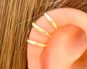 Gold Filled Ear Cuff, Cartilage Ear Wrap, Set of Three Ear Cuffs OR Single Ear Cuff