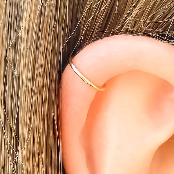 10K Solid Gold Hoop Earring, Cartilage Piercing, 24-20 Gauge