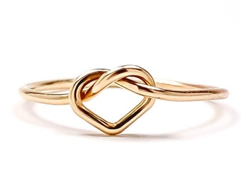 14K Gold Filled Heart Knot Ring: Minimalist Love Ring