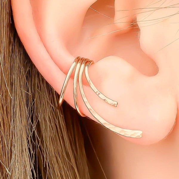 Rose Gold Non Pierced Climbing Ear Cuff, 14K Rose Gold Filled Ear Wrap, Single Right or Left Ear Adjustable No Pierce Cuff