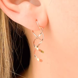 Boucles d'oreilles enfile-or rose, Boucles d'oreilles en or rose, Boucles d'oreilles spirale remplie d'or rose, Enfile-or rose