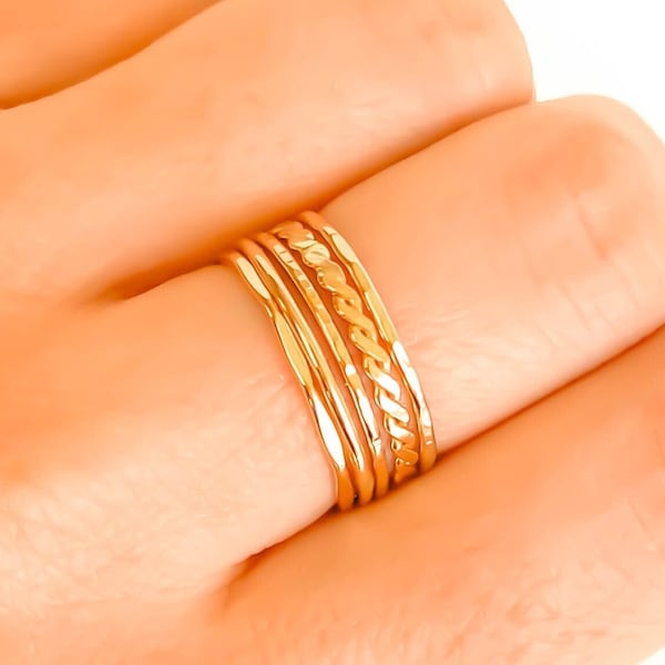 Gold Stacking Ring Set, Gold Filled Stacking Rings, Minimalist Stacking Ring