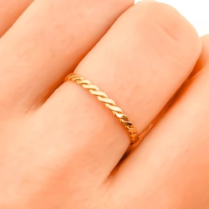 14K Gold Filled Twist Ring: Dainty Stackable Band