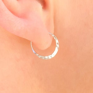 Tiny Silver Hoops, Small Hammered Hoops, Sterling Silver Huggie Jewelry, Small Silver Hoop Earrings, Pair of Sterling Silver Hoops