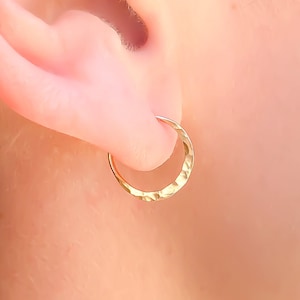 Hammered Hoop Earrings, Gold Filled Hammered Hoop Earrings, Small Gold Earrings