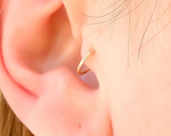 Solid 14K Gold Tragus Hoop, Tragus Earring 14K Gold, Tragus Hoop Earring, Gold Cartilage Hoop, 14K Cartilage Earring, 6mm Tiny Hoop Earrings