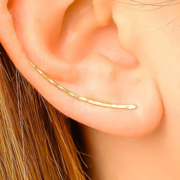 Gold Ear Climber, Dainty Ear Crawler, Ear Cuff, Gold Filled Earrings, Minimalist Earrings, Ear Climbers, 14K Gold Filled Earrings
