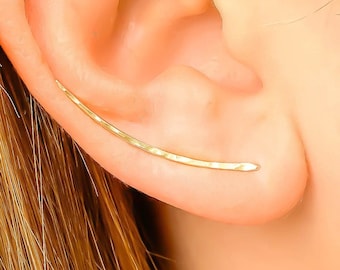 Gold Ear Climber, Dainty Ear Crawler, Ear Cuff, Gold Filled Earrings, Minimalist Earrings, Ear Climbers, 14K Gold Filled Earrings