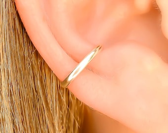 Sterling Silver Ear Cuff, No Piercing Conch Cuff, Half Round Minimalistic Cuff & Wrap Earrings, Single or Pair Silver OR Gold OR Rose Gold