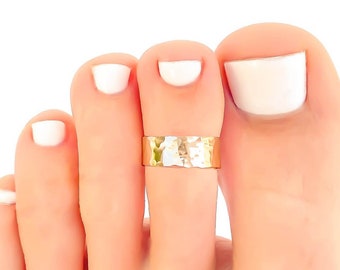 Gold Toe Ring, Hammered Toe Ring, Gold Filled Toe Ring, Summer Jewelry, Foot Jewelry, Toe Ring Gold, Adjustable Toe Ring