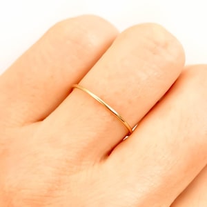 Solid 14K Gold Ultra Thin Ring, Dainty 14K Gold Ring, 14K Solid Gold Round Wedding Band, Skinny Gold Band, Minimalist Stacking Gold Ring