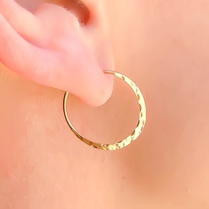 Small Gold Filled Hammered Hoops, 14k Gold Filled Jewelry, Huggie Hoop Earrings