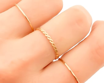 Gold Stacking Ring Set, Gold Filled Stacking Rings, Set of 3 Stackable Rings