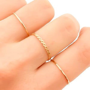 Gold Stacking Ring Set, Gold Filled Stacking Rings, Set of 3 Stackable Rings