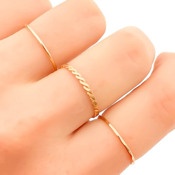 Gold Stapelringe, Gold Filled Ringe, stapelbare Ringe, 3 Ringe, Gold Filled