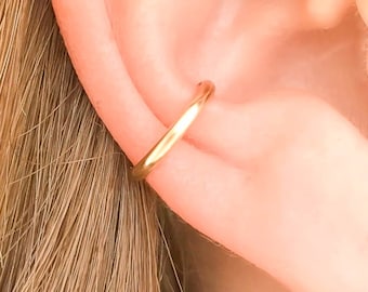 Gold Ear Cuff, No Piercing Ear Cuff, 14K Gold Filled Cuff & Wrap Earrings, Conch Minimalist Earcuff, Half Round Faux Cartilage Cuff, 12mm