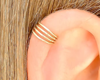 Gold Cartilage Ear Cuff, 14K Gold Filled Ear Cuff, Earcuff, Hammered Ear Cuff, Cartilage Cuff, Non Pierced Ear Cuff, Minimal Ear Cuff