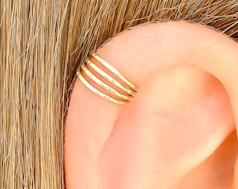 Gold Cartilage Ear Cuff, Gold Filled Ear Cuff, Earcuff, Hammered Ear Cuff, Cartilage Cuff, Non Pierced Ear Cuff, Minimal Ear Cuff