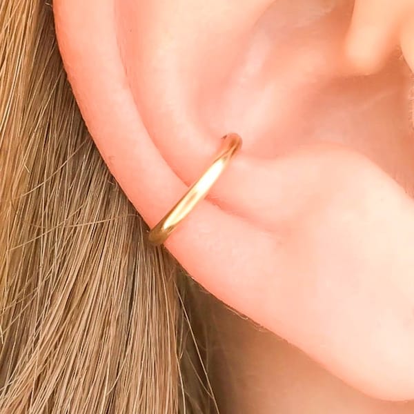 Gold Ear Cuff, No Piercing Ear Cuff, 14K Gold Filled Cuff & Wrap Earrings, Conch Minimalist Earcuff, Half Round Faux Cartilage Cuff, 12mm