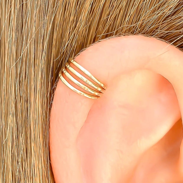 Gold Cartilage Ear Cuff, Gold Filled Ear Cuff, Earcuff, Hammered Ear Cuff, Cartilage Cuff, Non Pierced Ear Cuff, Minimal Ear Cuff