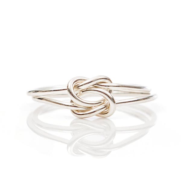 Double Knot Ring, Sterling Silver Ring, Double Love Knot Ring, Promise Ring, Friendship Ring, Two Strand Knot Ring, Stacking Ring
