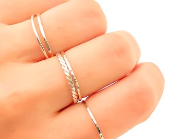 Stacking Ring Set, Silver Stacking Rings, Thin Stackable Rings