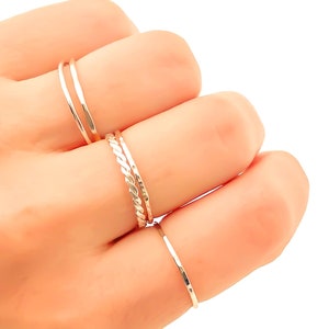 Stacking Ring Set, Silver Stacking Rings, Thin Stackable Rings
