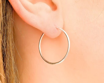 Silver Hoop Earrings, Sterling Silver Hoops, Silver Wire Hoop Earrings, MInimalist Silver Hoops, 25mm Hoop Earrings