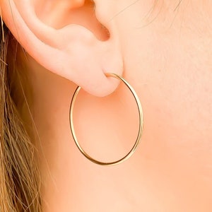 Large Gold Hoop Earrings, Gold Filled Hoop Earrings, Gold Minimalist Hoops, 14k Gold Filled Hoops, 30mm Hoop Earrings