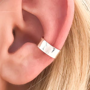 Hammered Ear Cuff, Sterling Silver Ear Cuff, No Pierce Earrings, Conch Earrings, Non Pierce Ear Cuff, Silver Ear Wrap image 1