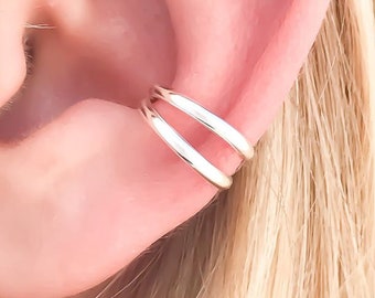 Manguito de oreja de plata, manguito de oreja, pendientes de cartílago, manguito de oreja sin perforación, envoltura de oreja, plata de ley, manguito de oreja simple, regalo para ella