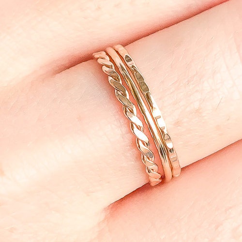 Gold Stacking Ring Set Gold Filled Stacking Rings Stackable Etsy