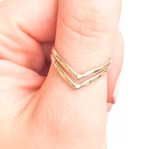 Size 7 Gold Chevron Ring, 14K Gold Filled Ring, Gold Thumb Ring