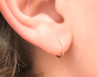 Tiny Gold Hoop Earrings, Small Gold Hoops, Hoop Earrings, 14K Gold-Filled, Gold Mini Hoops
