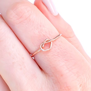 14K Rose Gold Filled Heart Knot Ring: Handmade Commitment Jewelry