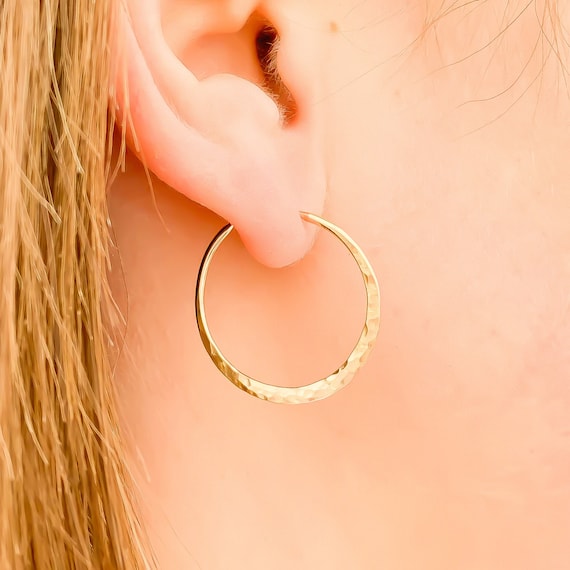 Hammered Gold Hoop Earrings 14K Gold Filled Hoops Gold 