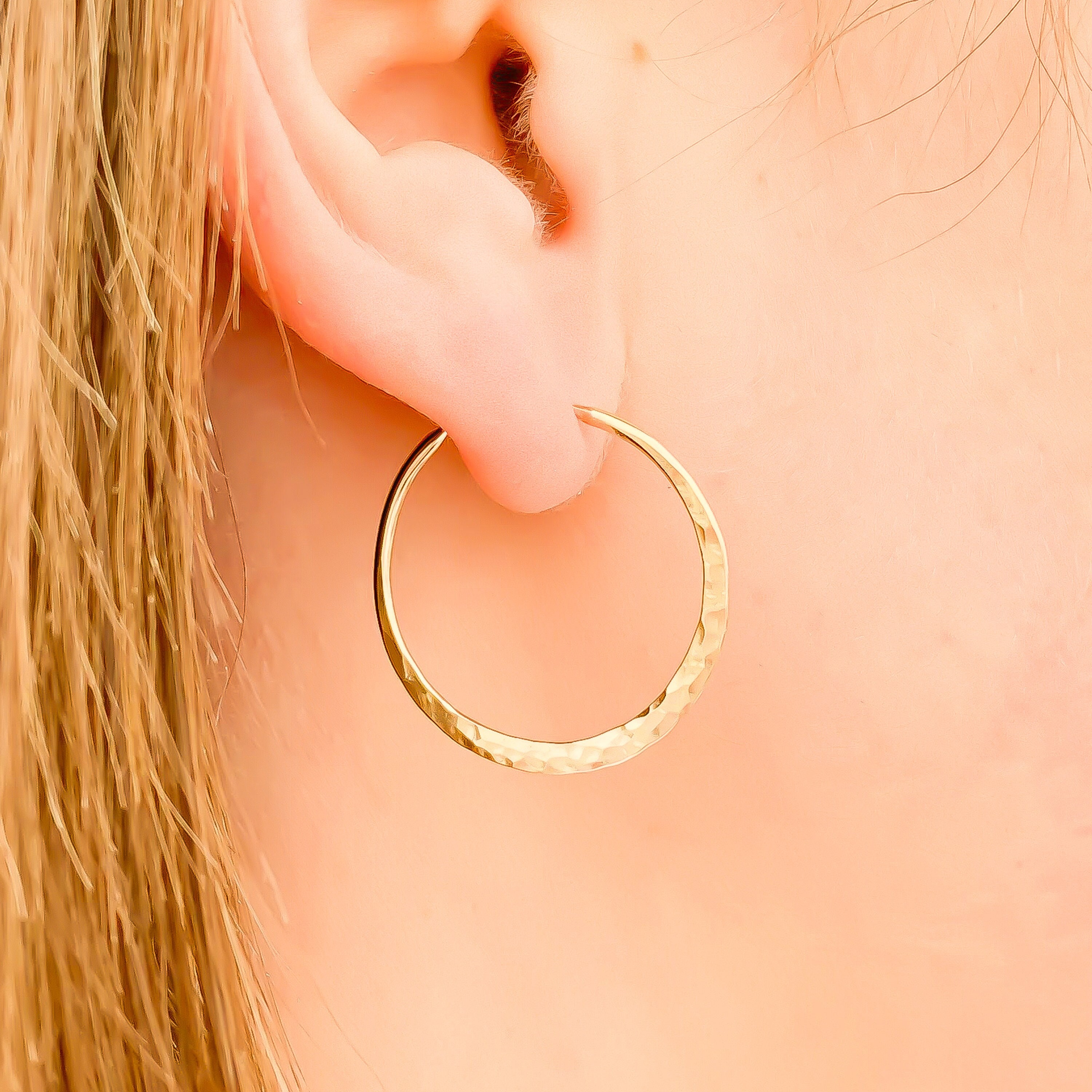 Solid Gold Square Hoops PAIR Medium 14K Gold Pipe Hoop -  Ireland