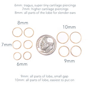 Gold Huggie Hoop Earrings, 14K Gold Filled Hoop Earrings, Single or Pairs of Small Hoop Earrings 6mm 7mm 8mm 9mm 10mm, 24ga 22ga or 20 gauge image 9