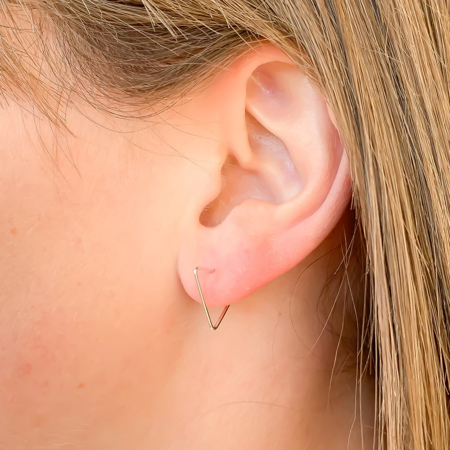 Silver Triangle Hoops, Silver Triangle Earrings, Triangle Silver Hoop…