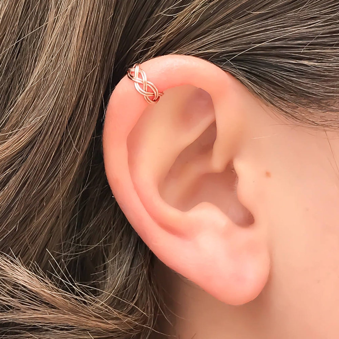 Rose Gold Ear Cuff Braided Ear Cuff Non Pierced Ear Cuff Etsy