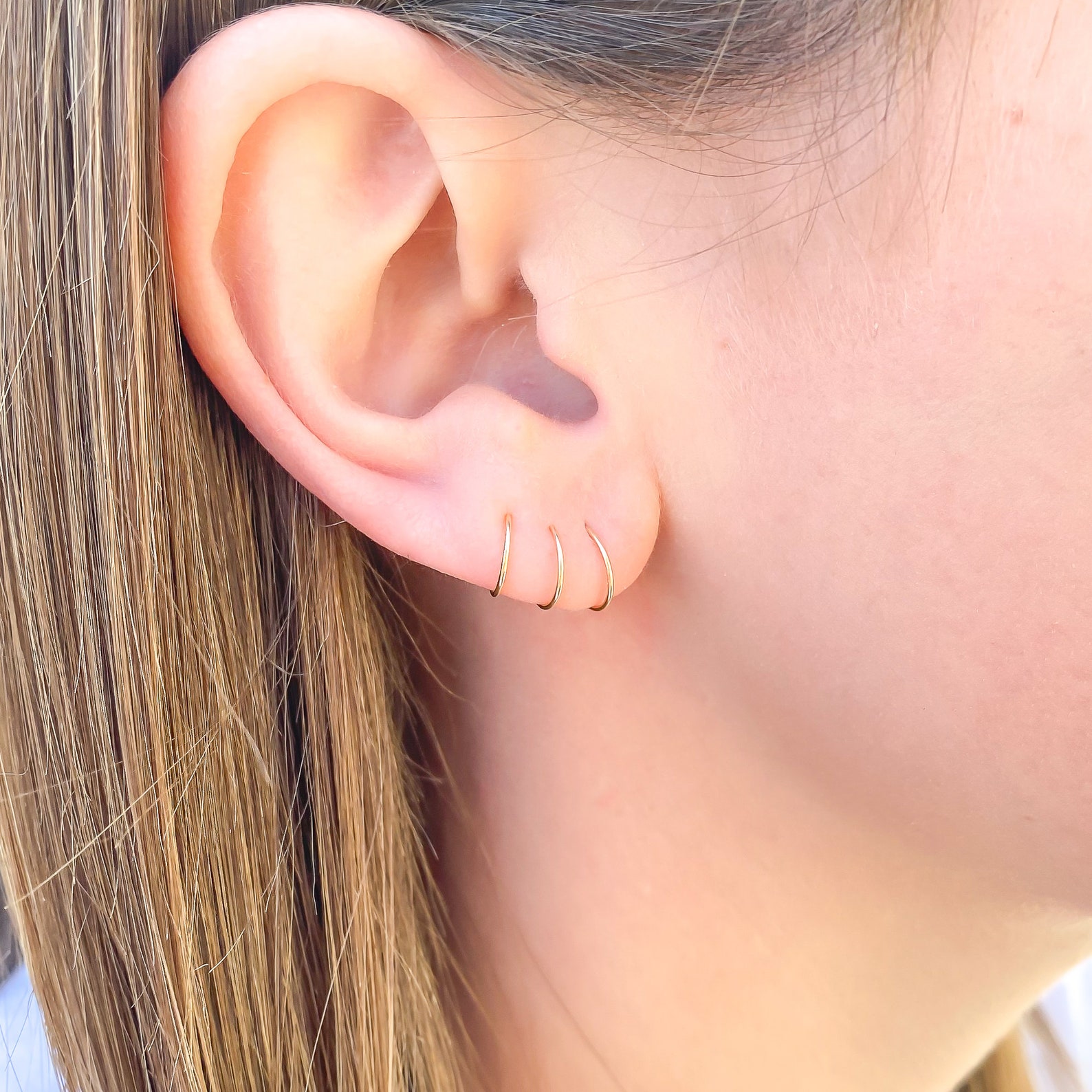 14K Solid Gold Hoop Earrings Small Gold Hoops Solid Gold Etsy