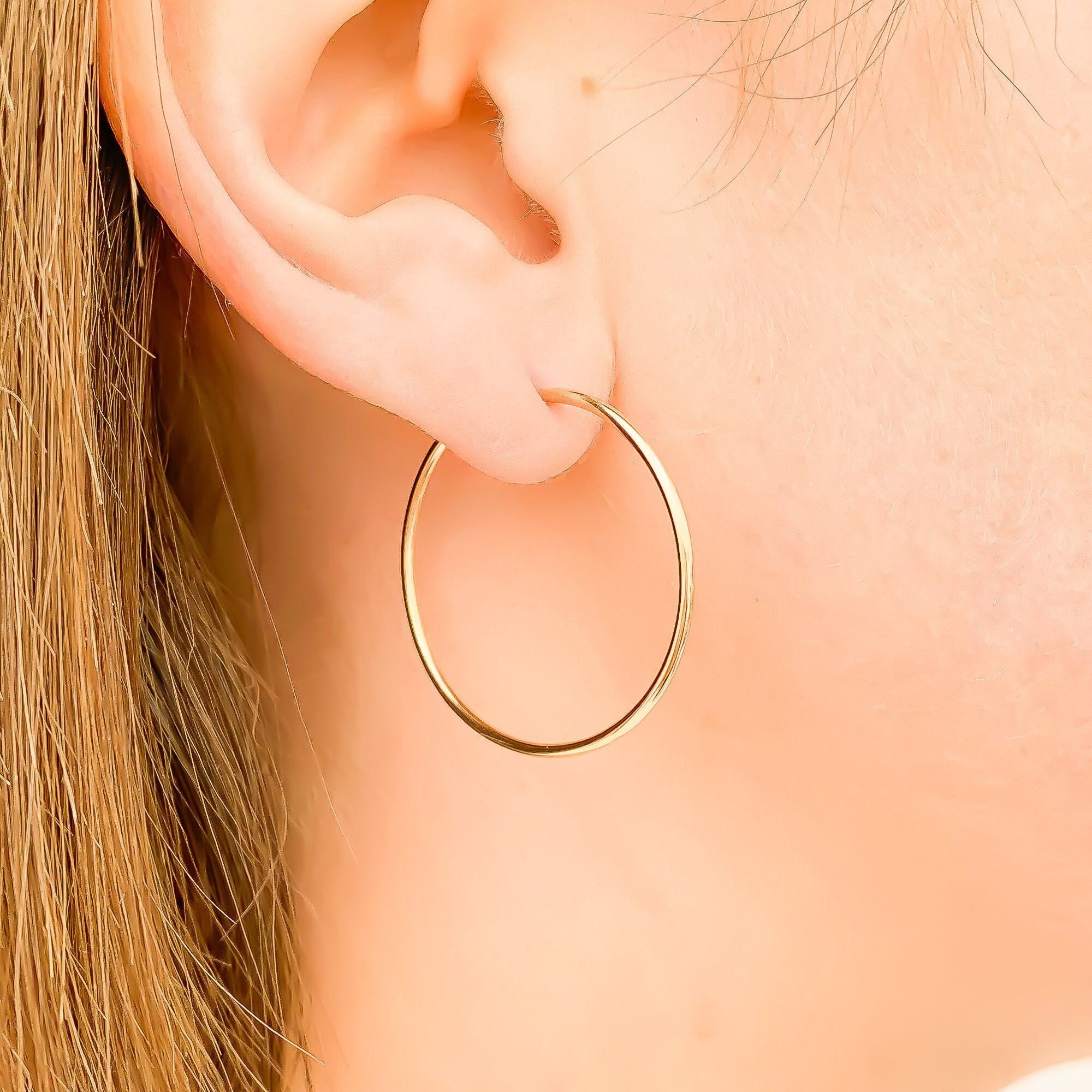 Wired Earrings Clip-On Hoop Earrings-Ear Gauge Accessory-Hoop Earring Layers-Layered Gold Hoops Gold Hoops-Large Gold Hoops-Wired Jewelry