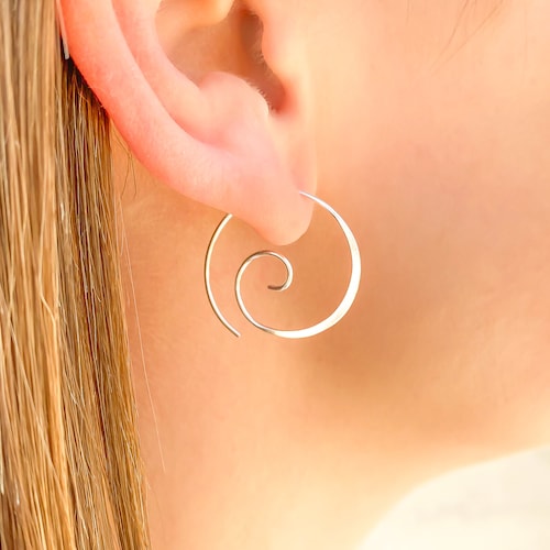 925 Silber Spiral-Ohrringe, zierliche Einfädler Creolen