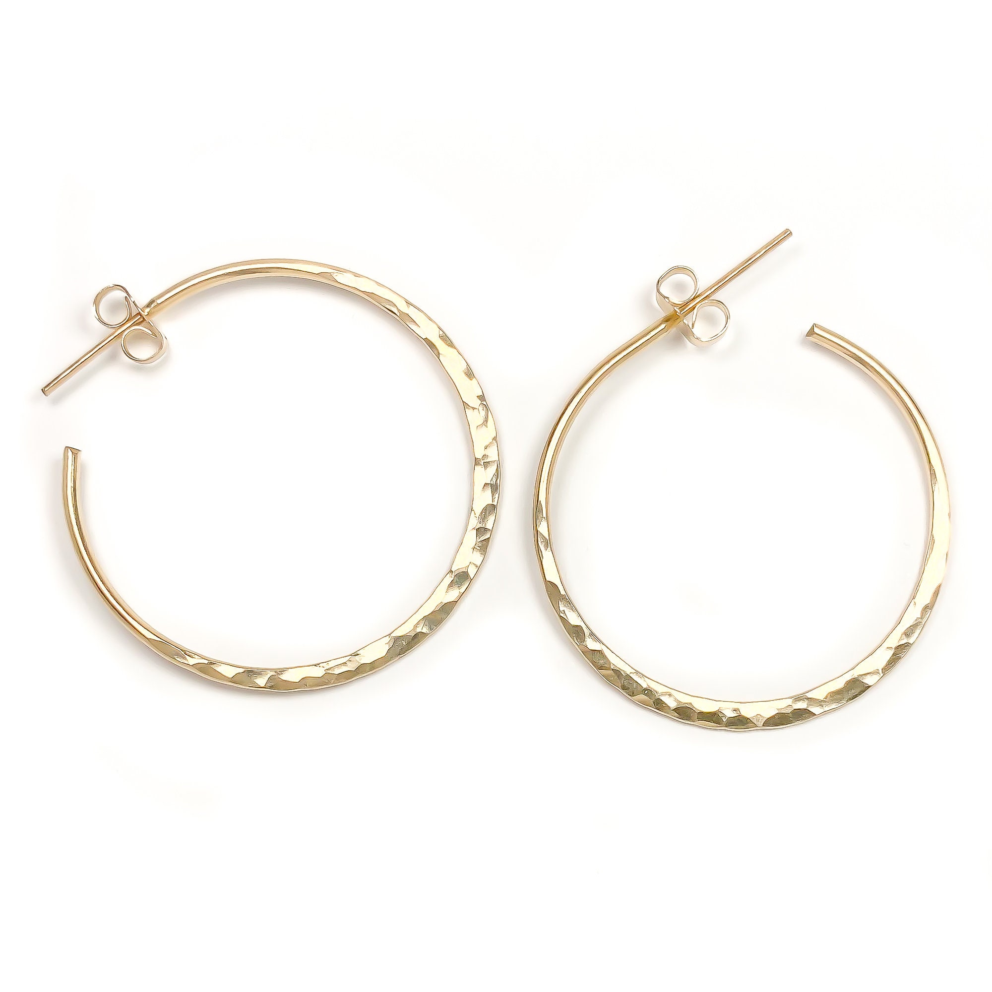 Hammered Gold Hoop Earrings 14K Gold Filled Hoops Gold - Etsy