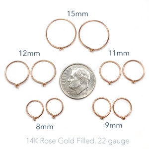 Rose Gold Huggie Hoop Earrings, Rose Gold-filled Small Hoops, Tiny Rose Gold Hoops image 5