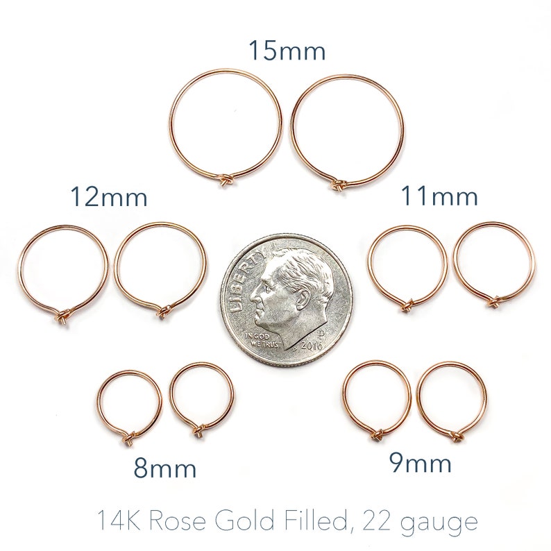 Rose Gold Huggie Hoop Earrings, Rose Gold-filled Small Hoops, Tiny Rose Gold Hoops image 5