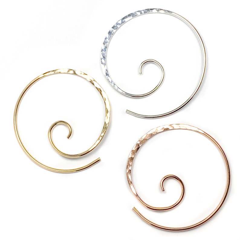 Sterling Silver Earrings Minimalist Earrings Silver Hoop Earrings Hammered Hoop Earrings Thick Spiral Earrings Spiral Hoop Earrings