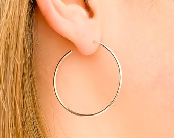 Silver Hoop Earrings, Large Hoop Earrings, Silver Hoops, Big